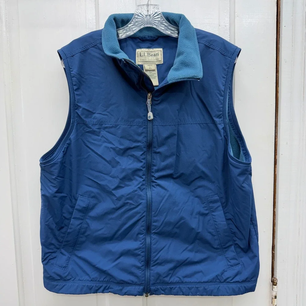 L.L. Bean blue fleece lined‎ vest men's large regular 0 BDR4